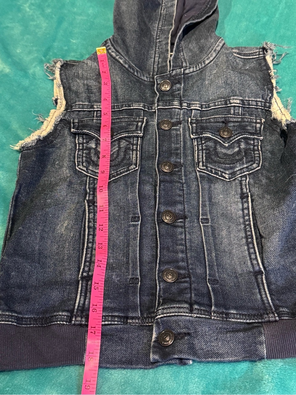 True Religion Boys Hooded Denim Vest - Size 6 - Picture 6 of 7
